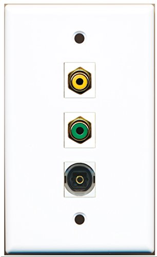 RiteAV - 1 Port RCA Yellow and 1 Port RCA Green and 1 Port Toslink Wall Plate
