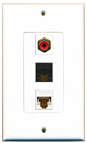 RiteAV - 1 Port RCA Red and 1 Port Cat6 Ethernet White and 1 Port Cat6 Ethernet Black Decorative Wall Plate Decorative