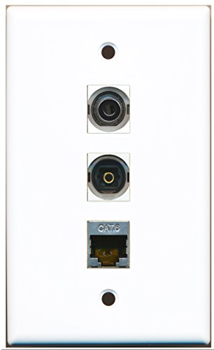 RiteAV - 1 Port Shielded Cat6 Ethernet and 1 Port Toslink and 1 Port 3.5mm Wall Plate