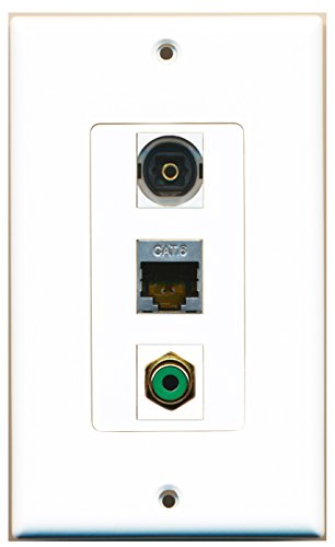 RiteAV - 1 Port RCA Green and 1 Port Shielded Cat6 Ethernet and 1 Port Toslink Decorative Wall Plate Decorative