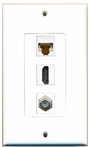 RiteAV - 1 Port HDMI and 1 Port Coax Cable TV- F-Type and 1 Port Cat6 Ethernet White Decorative Wall Plate