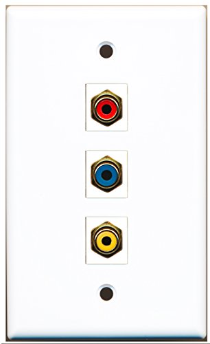 RiteAV - 1 Port RCA Red and 1 Port RCA Yellow and 1 Port RCA Blue Wall Plate