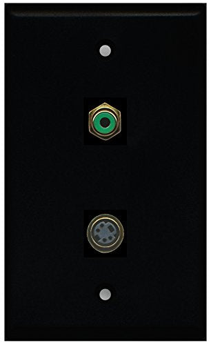 RiteAV - Black 1 Port RCA Green 1 Port S-Video Wall Plate