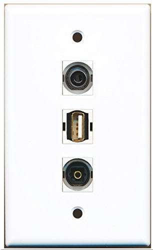 RiteAV - 1 Port USB A-A and 1 Port Toslink and 1 Port 3.5mm Wall Plate
