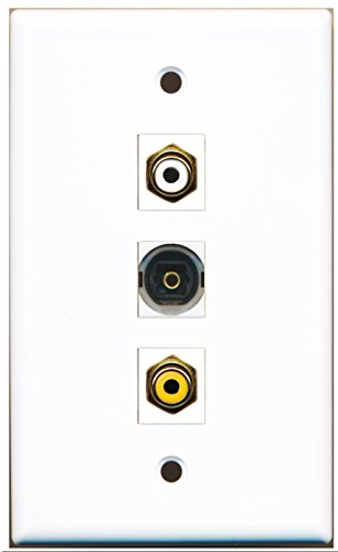 RiteAV - 1 Port RCA White and 1 Port RCA Yellow and 1 Port Toslink Wall Plate