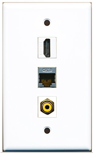 RiteAV - 1 Port HDMI and 1 Port RCA Yellow and 1 Port Shielded Cat6 Ethernet Wall Plate