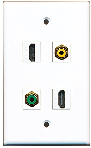 RiteAV - 2 Port HDMI 1 Port RCA Yellow 1 Port RCA Green Wall Plate