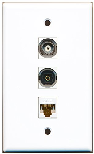 RiteAV - 1 Port Toslink and 1 Port BNC and 1 Port Cat6 Ethernet White Wall Plate