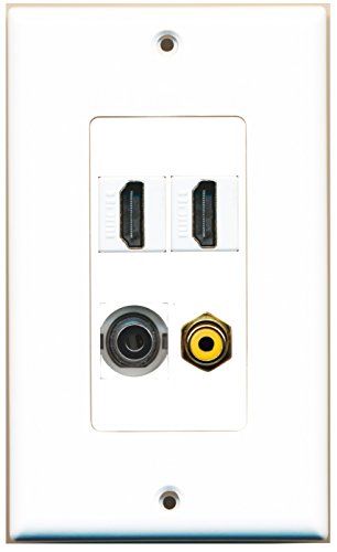 RiteAV - 2 Port HDMI 1 Port RCA Yellow 1 Port 3.5mm Wall Plate Decorative