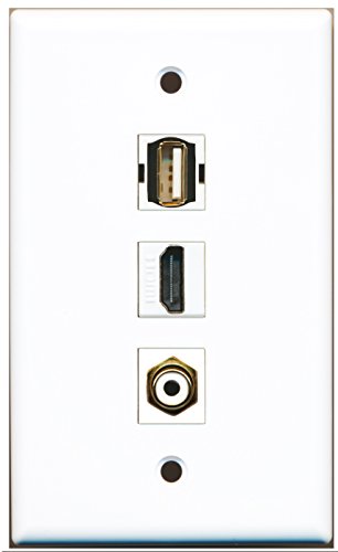 RiteAV - 1 Port HDMI 1 RCA White 1 USB A-A Wall Plate