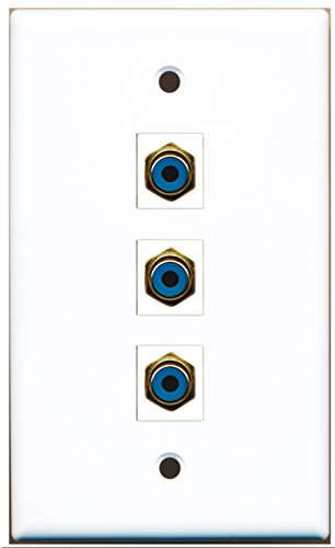 RiteAV - 3 Port RCA Blue Wall Plate