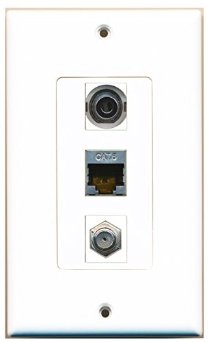 RiteAV - 1 Port Coax Cable TV- F-Type and 1 Port Shielded Cat6 Ethernet and 1 Port 3.5mm Decorative Wall Plate Decorative