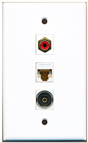 RiteAV - 1 Port RCA Red and 1 Port Toslink and 1 Port Cat6 Ethernet White Wall Plate