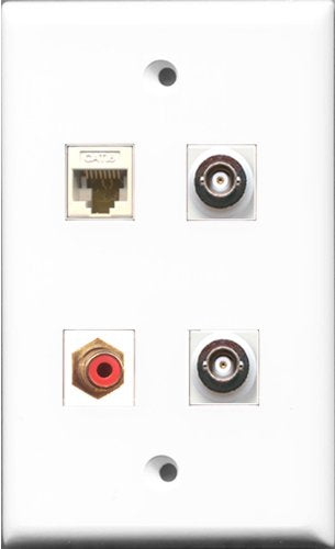 RiteAV 1 Port RCA Red 2 Port BNC and 1 Port Cat6 Ethernet White Wall Plate