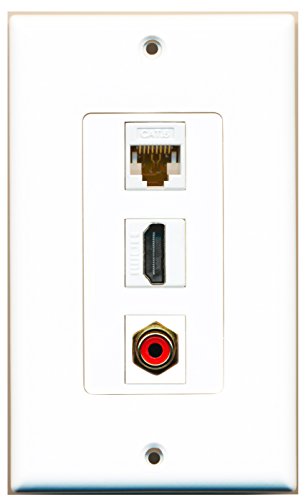 RiteAV - 1 Port HDMI 1 RCA Red 1 Cat6 Ethernet White Wall Plate Decorative