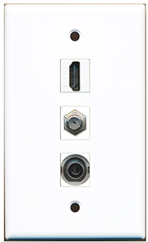 RiteAV - 1 Port HDMI and 1 Port Coax Cable TV- F-Type and 1 Port 3.5mm Wall Plate