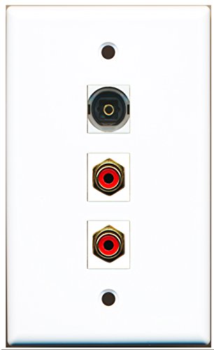 RiteAV - 2 Port RCA Red and 1 Port Toslink Wall Plate