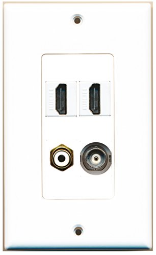 RiteAV - 2 Port HDMI 1 Port RCA White 1 Port BNC Wall Plate Decorative