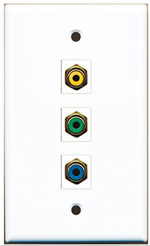 RiteAV - 1 Port RCA Yellow and 1 Port RCA Green and 1 Port RCA Blue Wall Plate