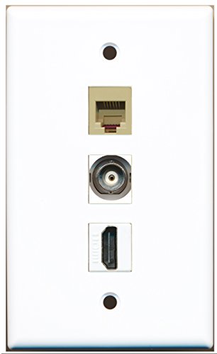 RiteAV - 1 Port HDMI and 1 Port Phone RJ11 RJ12 Beige and 1 Port BNC Wall Plate