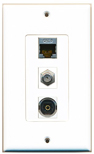 RiteAV - 1 Port Coax Cable TV- F-Type and 1 Port Shielded Cat6 Ethernet and 1 Port Toslink Decorative Wall Plate Decorative
