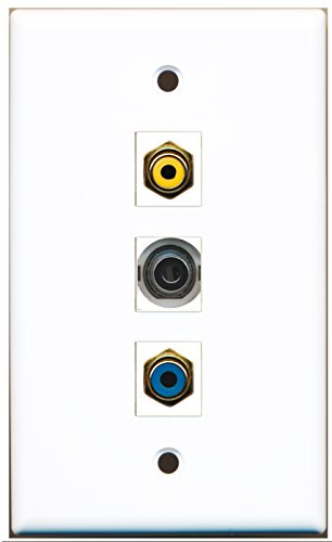 RiteAV - 1 Port RCA Yellow and 1 Port RCA Blue and 1 Port 3.5mm Wall Plate