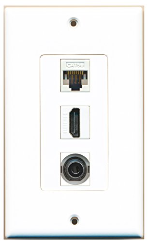 RiteAV - 1 Port HDMI and 1 Port 3.5mm and 1 Port Cat5e Ethernet White Decorative Wall Plate