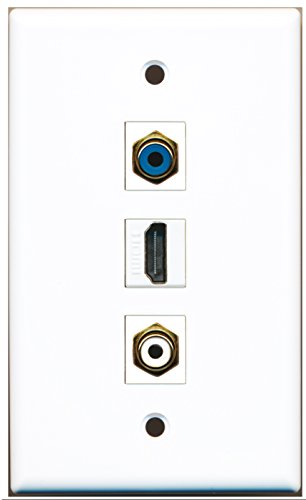 RiteAV - 1 Port HDMI and 1 Port RCA White and 1 Port RCA Blue Wall Plate
