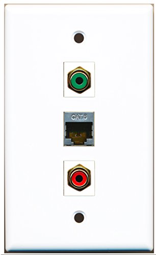 RiteAV - 1 Port RCA Red and 1 Port RCA Green and 1 Port Shielded Cat6 Ethernet Wall Plate