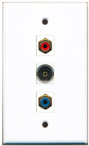 RiteAV - 1 Port RCA Red and 1 Port RCA Blue and 1 Port Toslink Wall Plate