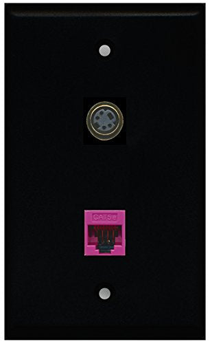 RiteAV - Black 1 Port S-Video 1 Port Cat5e Ethernet Pink Wall Plate