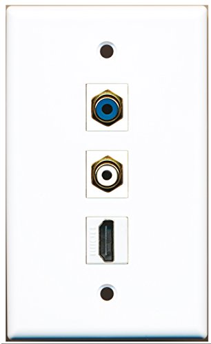 RiteAV - 1 Port HDMI and 1 Port RCA White and 1 Port RCA Blue Wall Plate