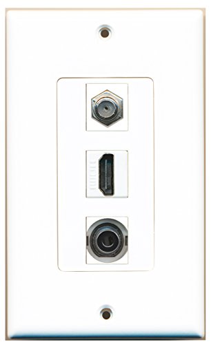 RiteAV - 1 Port HDMI and 1 Port Coax Cable TV- F-Type and 1 Port 3.5mm Decorative Wall Plate