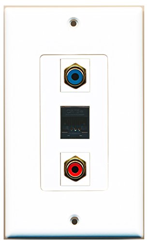 RiteAV - 1 Port RCA Red and 1 Port RCA Blue and 1 Port Cat5e Ethernet Black Wall Plate Decorative