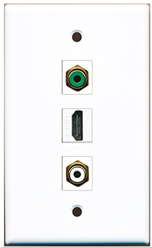 RiteAV - 1 Port HDMI and 1 Port RCA White and 1 Port RCA Green Wall Plate