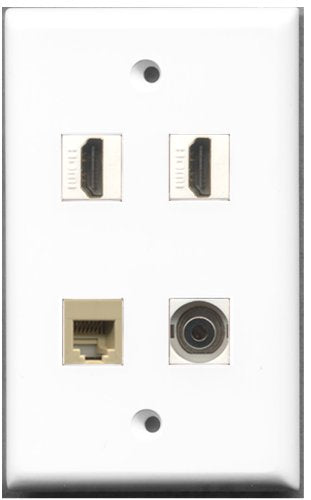 RiteAV - 2 Port HDMI 1 Port Phone RJ11 RJ12 Beige 1 Port 3.5mm Wall Plate