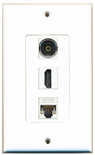 RiteAV - 1 Port HDMI 1 Toslink 1 Cat5e Ethernet White Wall Plate Decorative