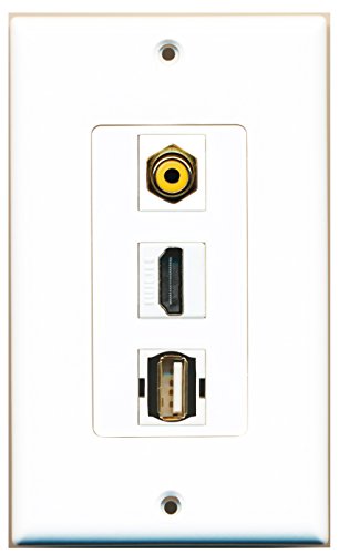 RiteAV - 1 Port HDMI and 1 Port RCA Yellow and 1 Port USB A-A Decorative Wall Plate