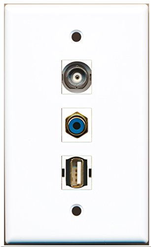 RiteAV - 1 Port RCA Blue and 1 Port USB A-A and 1 Port BNC Wall Plate