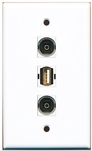RiteAV - 1 Port USB A-A 2 Port Toslink Wall Plate