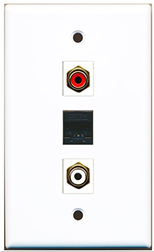 RiteAV - 1 Port RCA Red and 1 Port RCA White and 1 Port Cat5e Ethernet Black Wall Plate