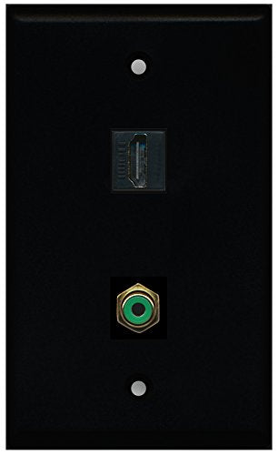 RiteAV - Black 1 Port HDMI 1 Port RCA Green Wall Plate