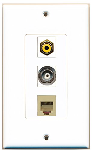 RiteAV - 1 Port RCA Yellow and 1 Port Phone RJ11 RJ12 Beige and 1 Port BNC Decorative Wall Plate Decorative