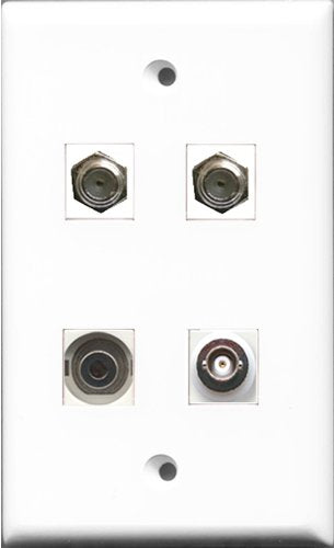 RiteAV - 2 Port Coax Cable TV- F-Type and 1 Port 3.5mm and 1 Port BNC Wall Plate