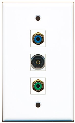 RiteAV - 1 Port RCA Green and 1 Port RCA Blue and 1 Port Toslink Wall Plate
