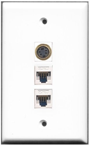 RiteAV - 1 Port S-Video 2 Port Cat5e Ethernet White Wall Plate