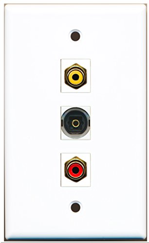 RiteAV - 1 Port RCA Red and 1 Port RCA Yellow and 1 Port Toslink Wall Plate