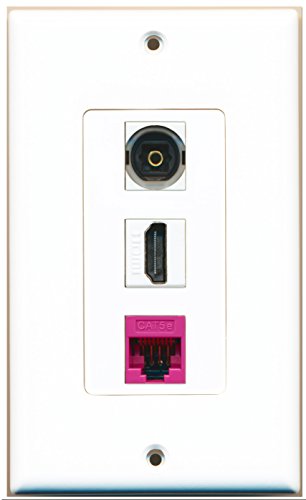 RiteAV - 1 Port HDMI 1 Toslink 1 Cat5e Ethernet Pink Wall Plate Decorative
