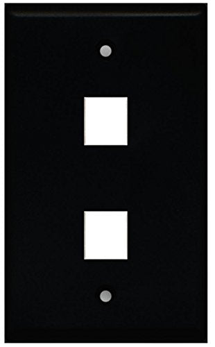 RiteAV Blank Wall Plate for Keystone Jacks - Black 1 Gang 2 Port