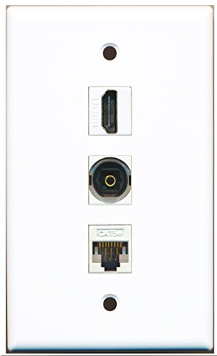 RiteAV - 1 Port HDMI and 1 Port Toslink and 1 Port Cat5e Ethernet White Wall Plate